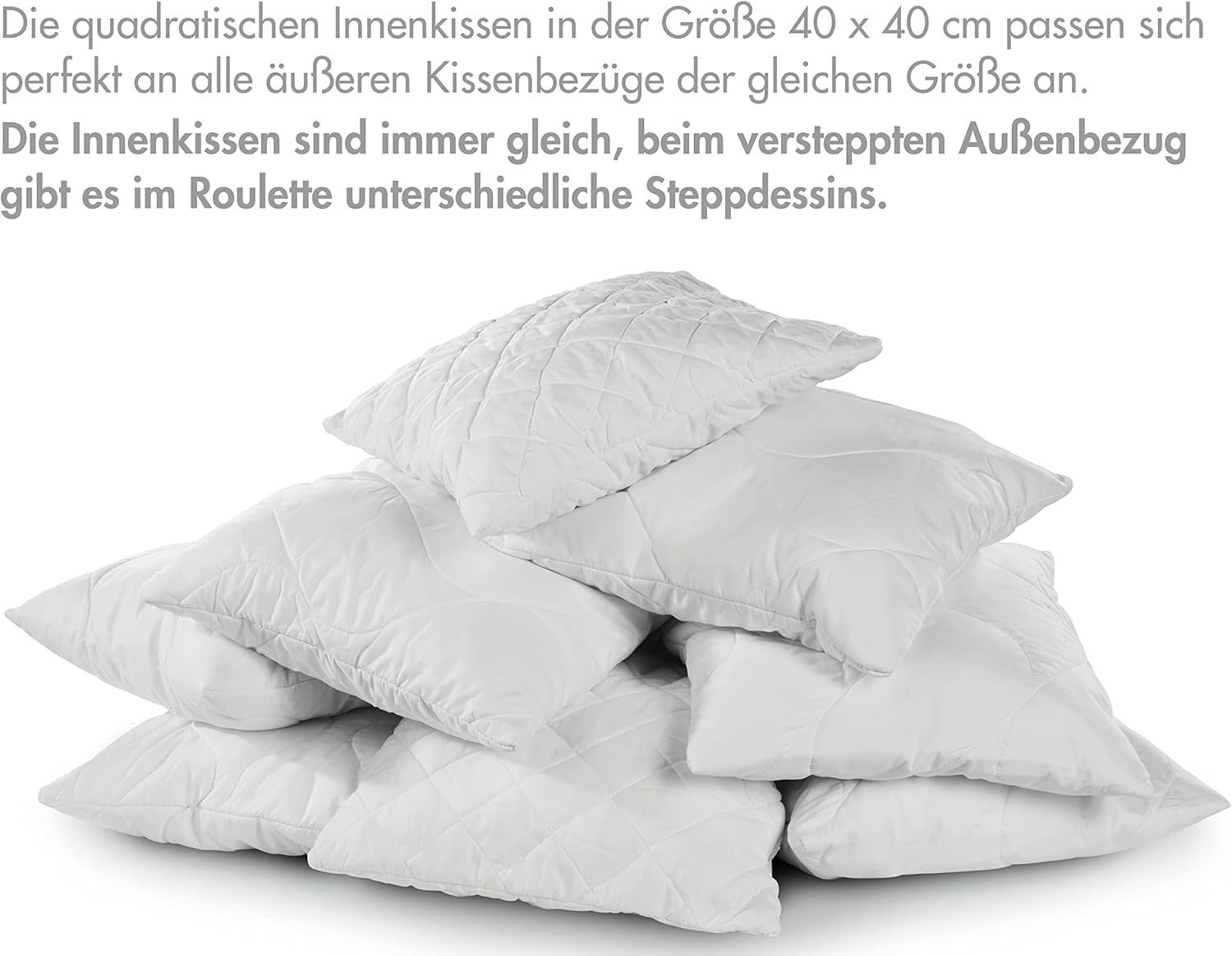 Traumnacht Bekväm roulettekudde, Set med 4 kuddar, Med quiltat överdrag och skumfyllning, 40 X 40 cm, Oeko-Tex certifierad, Tillverkad enligt den tyska kvalitetsstandarden Naty Shop standardkuddar