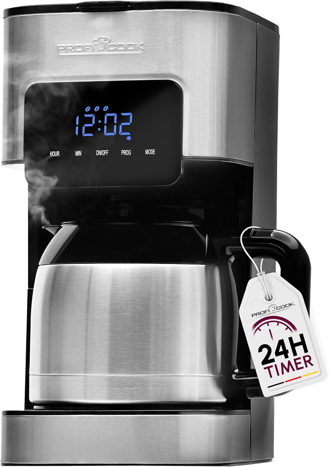 Kaffemaskin Profi Cook | 8-10 koppar | Timer | Sensor Touch-kontroller | 1,2 liter dubbelvägg termokanna | Smakförsegling | Kaffebryggare med filter i rostfritt stål | PC-KA 1191