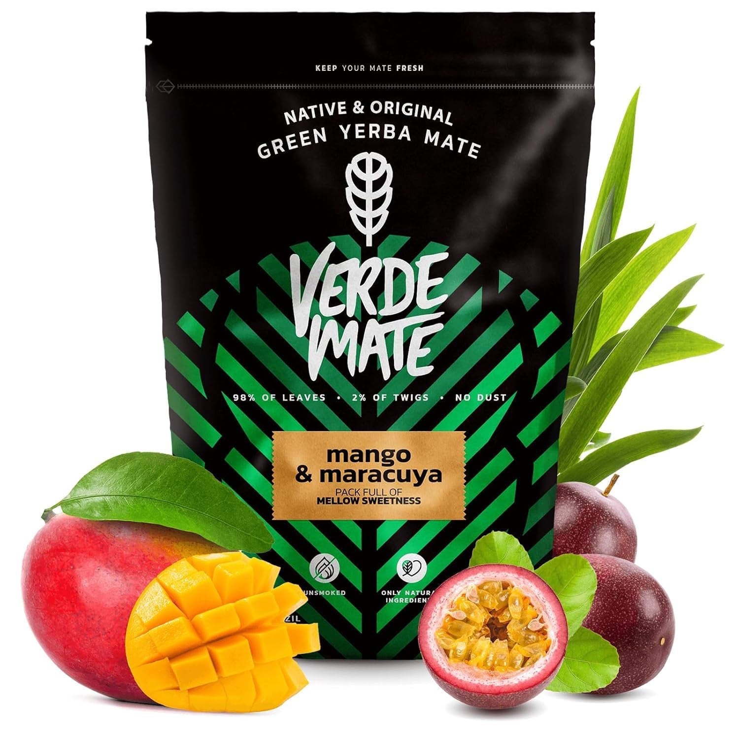 Green Mate Green Mango & Maracuya 0,5 kg | Mate fruktte | The exotic taste of Mate tea The power of cooling | Naturlig stimulering | Mate Tea från Brasilien | 500 g