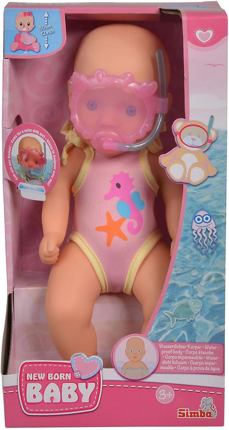 Simba 105030172 - Nyfödd babybaddocka, vinyldocka i baddräkt med simglasögon, 30 cm, docka, ålder 3+ Dockor Naty Shop