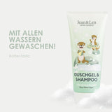 Jean & Len 2 in1, Duschgel och schampo för känsliga barn, 200 ml Dusch och bad Naty Shop