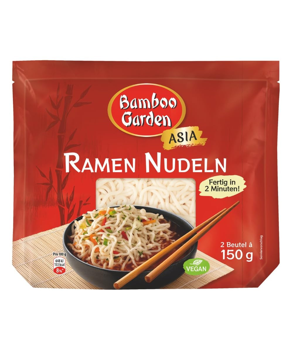 Bamboo Garden - Förkokta Ramen Nudlar | Klar på 2 minuter | Veganer | 300g i en påse