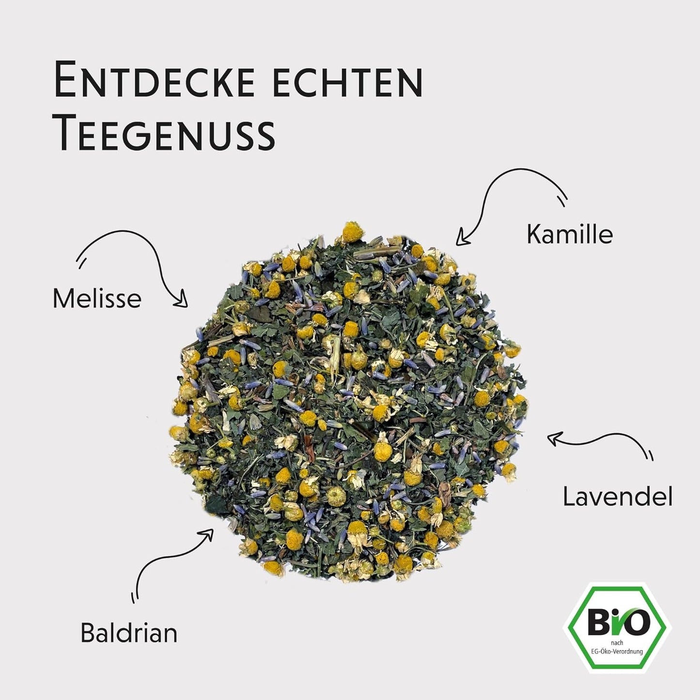 BIO Evening Tea 100 g – Din paus med valeriana, lavendel, citronmeliss, kamomill, örtteblandning för avkoppling på kvällen