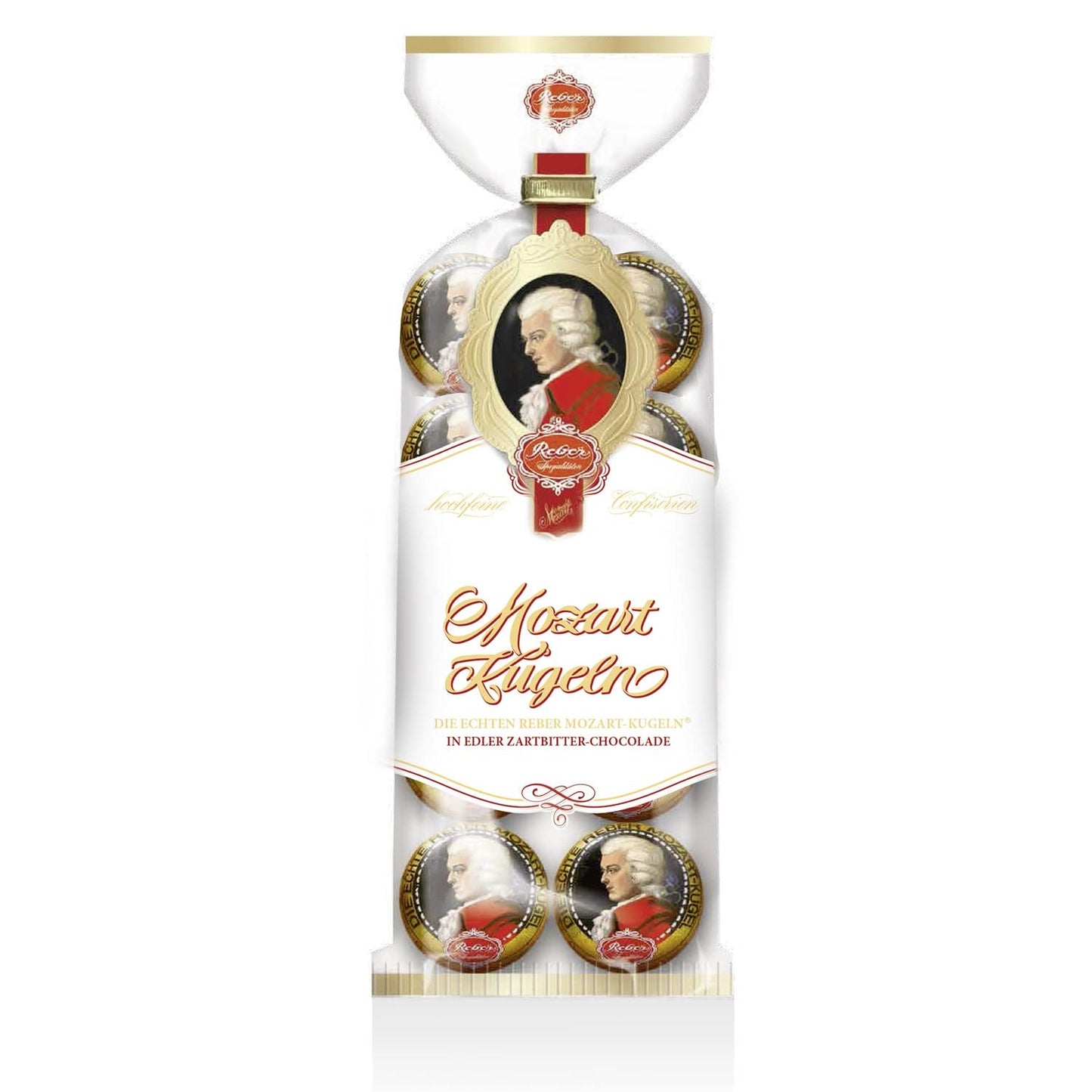 Reber Mozart Balls - Konfektpåse med 8 delar - Äkta Reber Mozart Balls Mörk Choklad, Marsipan & Nougat - 1 x 160g
