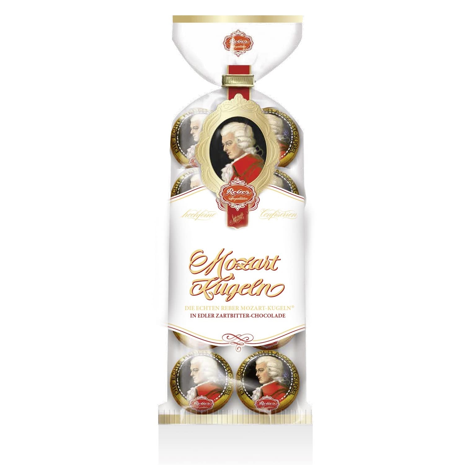 Reber Mozart Balls - Konfektpåse med 8 delar - Äkta Reber Mozart Balls Mörk Choklad, Marsipan & Nougat - 1 x 160g