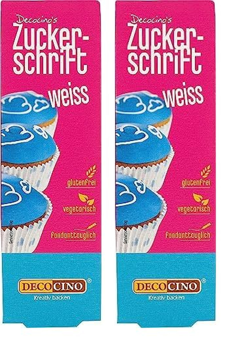 Decocino Red Sugar Lettering - Matfärgning Bokstäver - Praktiskt rör för märkning av fondant och glasyr - Bakdekorationer för tårtor, kakor och muffins! (paket med 2)