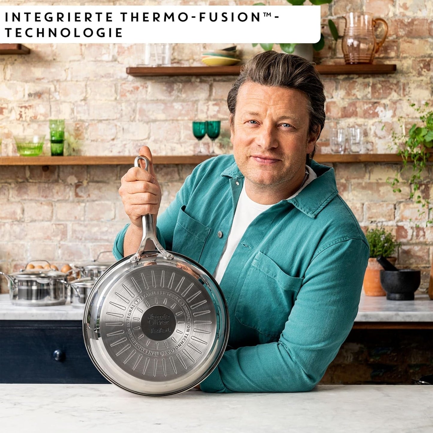 Jamie Oliver från Tefal Cook Smart stekpanna 28Cm, obelagt rostfritt stål, Lämplig för induktionsgrytor och stekpannor Naty Shop