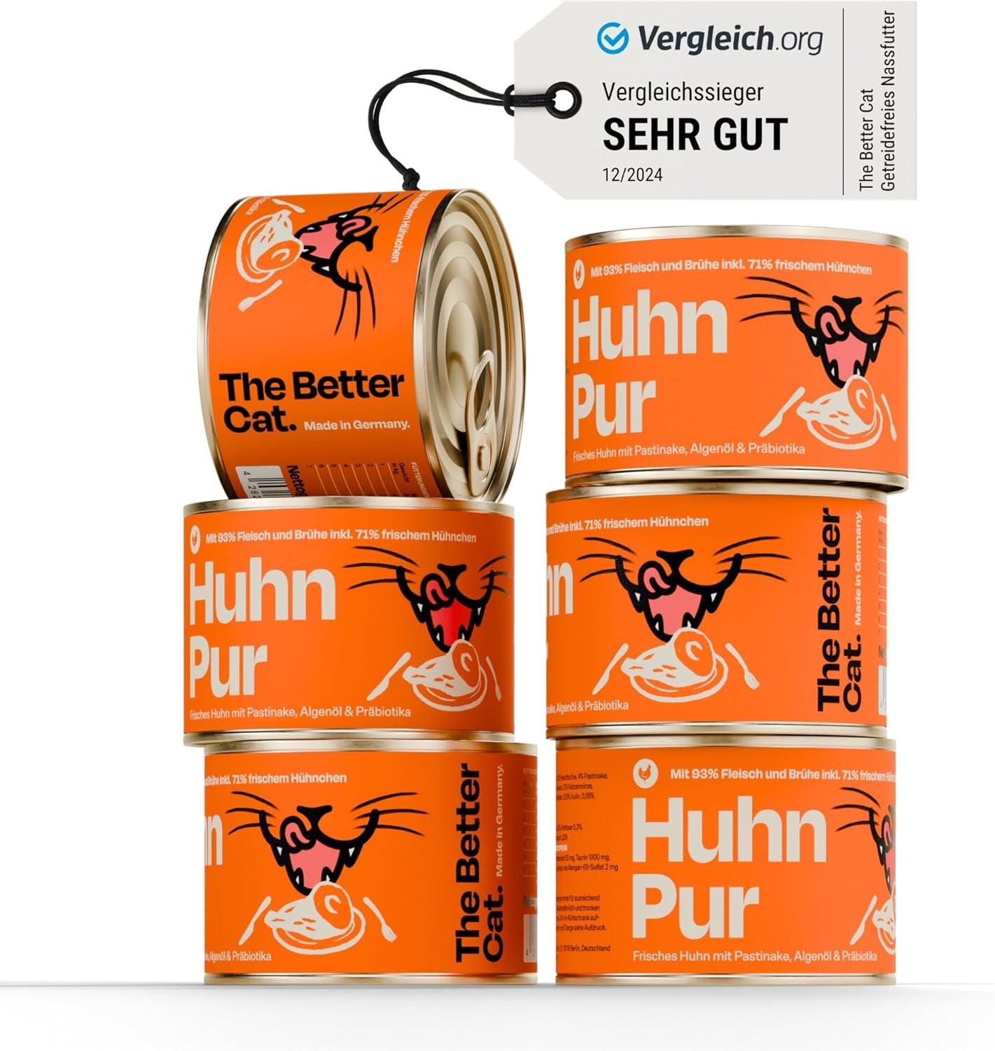 The Better Cat - Spannmålsfri våtfoder med extra hög kötthalt - Premium spannmålsfri och sockerfri kattmat (200g, kyckling)