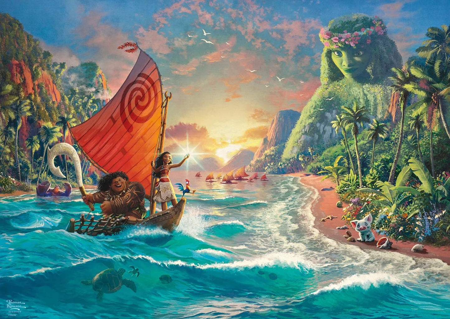 Schmidt Spiele 58030 Thomas Kinkade, Disney, Vaiana, Moana, pussel 1000 bitar, normal, svart, vit Puzzle Naty Shop