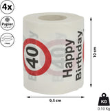 Set med 4 toalettpapper "Grattis på 40-årsdagen" │40-årsdagen 24 meter 2-tyger 180Gr/Qm │ Toalettpappersmotiv toalettpapper (4 x toalettpapper 40)