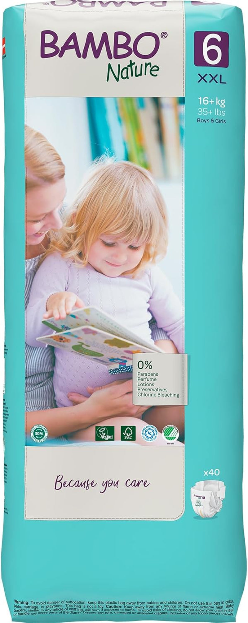 Bambo Nature Premium Eco-blöjor, storlek 6, 1,63 kg