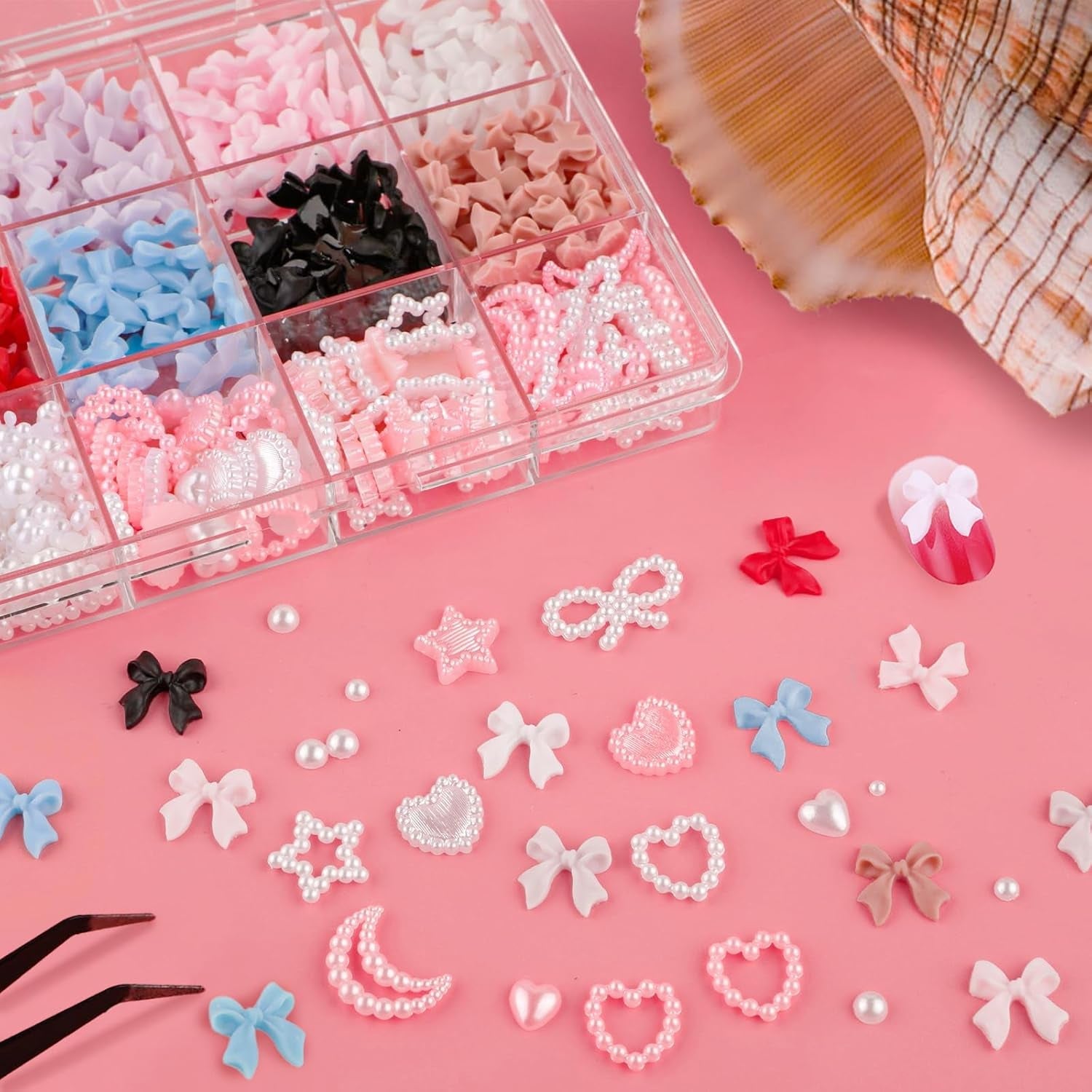 500 st 3D Nägel Charm Schleifen Charms Nägel Nail Art Charms Schleife Nagel Charms Nägel Nail Art Schleifen Nageldekorationen Mit Aufnahmewerkzeug Für Frauen Und Mädchen Nagel-Diy-Zubehör