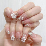 Konstgjorda naglar Naturligt Glitter Kort Press På Akryl Självhäftande Glitternaglar För Kvinnor Flickor Nail Art Accessoarer 48st