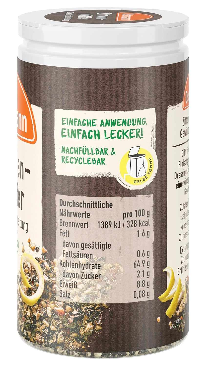 Ostmann Gewürze - Zitronenpfeffer Gewürzzubereitung | För salladsdressingar, såser och fiskrätter 40 g i Der Streudose
