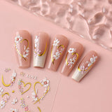 JMEOWIO 3D Nagelsticker Blume Nail Art Sticker Selbstklebend Nagelaufkleber 5D Stereoskopisk Frühling Sommer Floral Dekoration Nageldesign Zubehör 4 Blatt