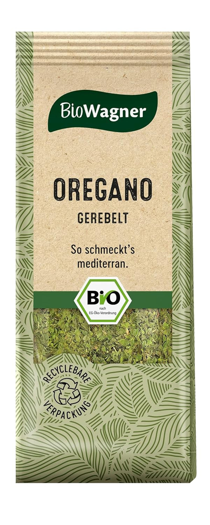 BioWagner - Bio Oregano Gerebelt | Medelhavsnoter för Pizza, Pasta eller Fleischgerichte | naturbelassene Bio-Zutaten | återvinningsbar Verpackung | 10 g