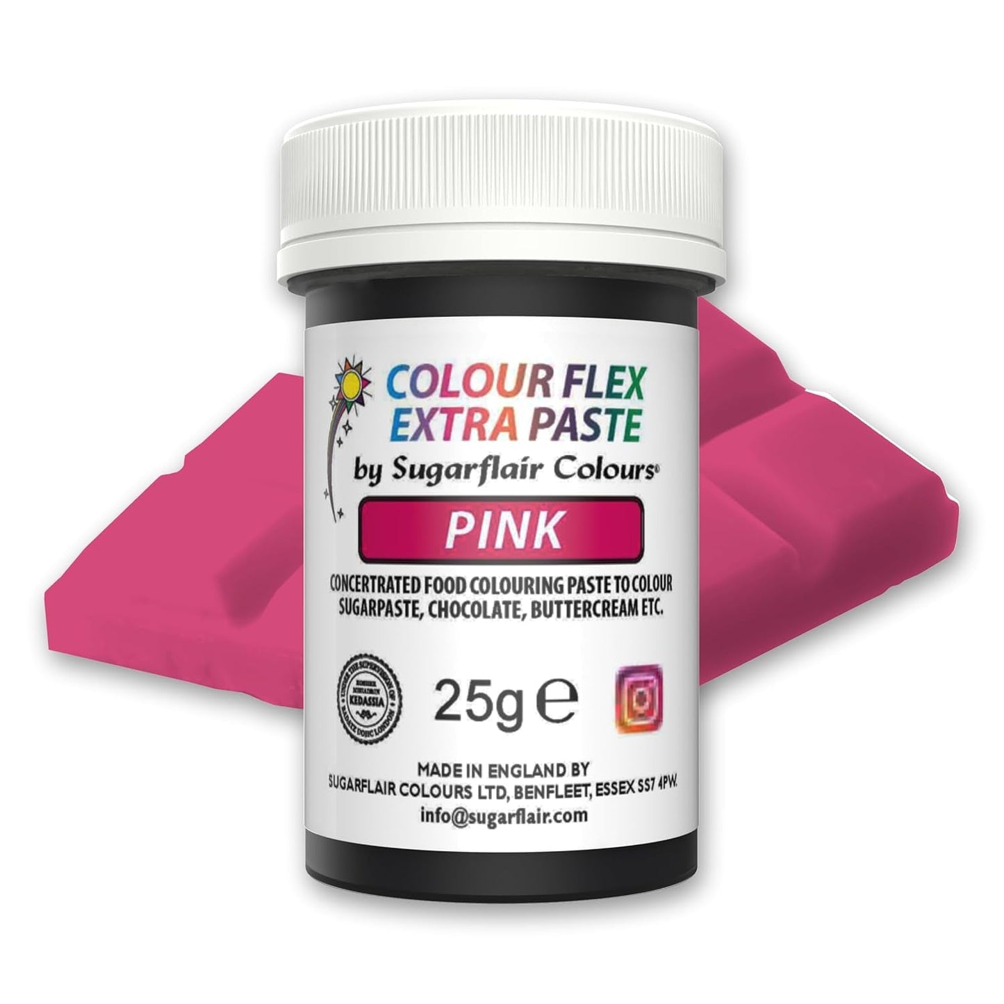 Matfärgspasta Sugarflair Colourflex Extra Pink Paste - Ätbar matfärg för smörkräm, choklad, sockerpasta, glasyr, fondant, kakmixar, deg med mera - 25g