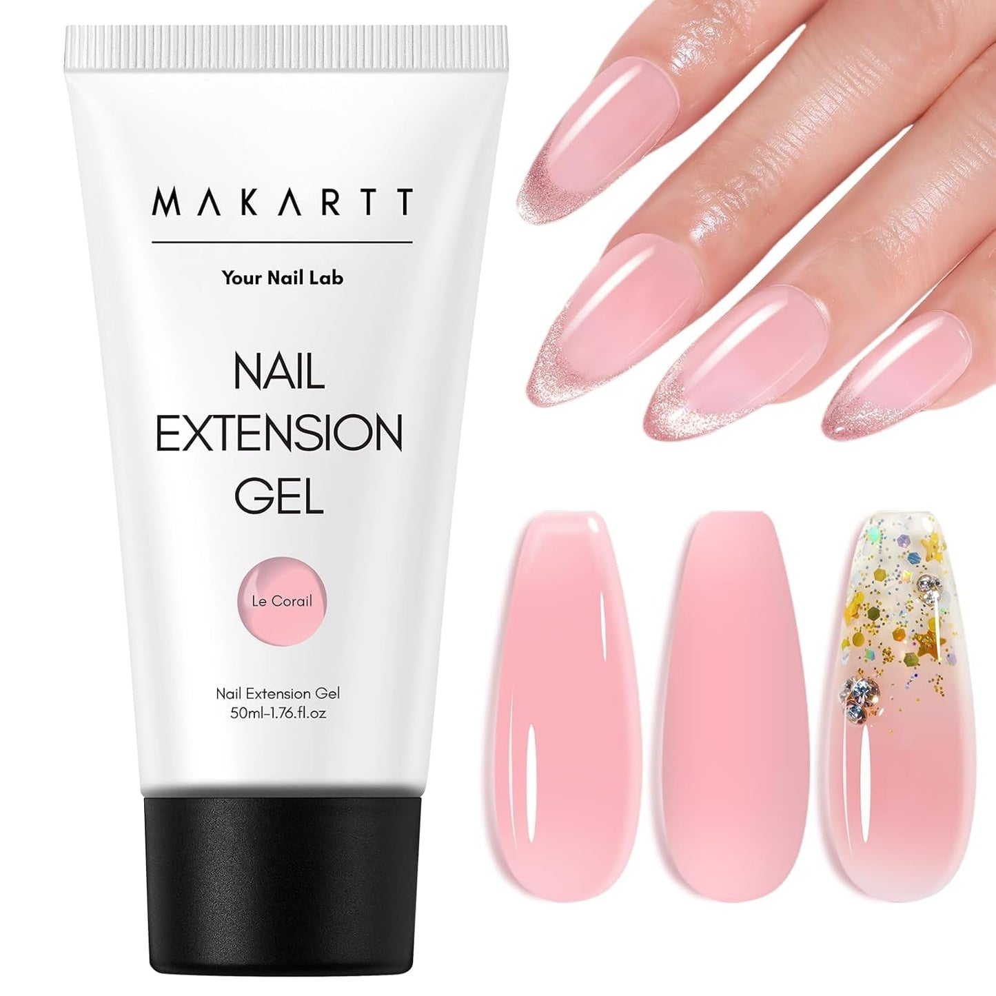 Makartt Poly Nail Extension Gel - 50 ML Extension Builder Akryl Poly Nägel Aufbaugel Extender Gel Für Gelnägel Für Nagelverlängerung, Nagelstärkung, Nail Art Dekoration(Transparent)