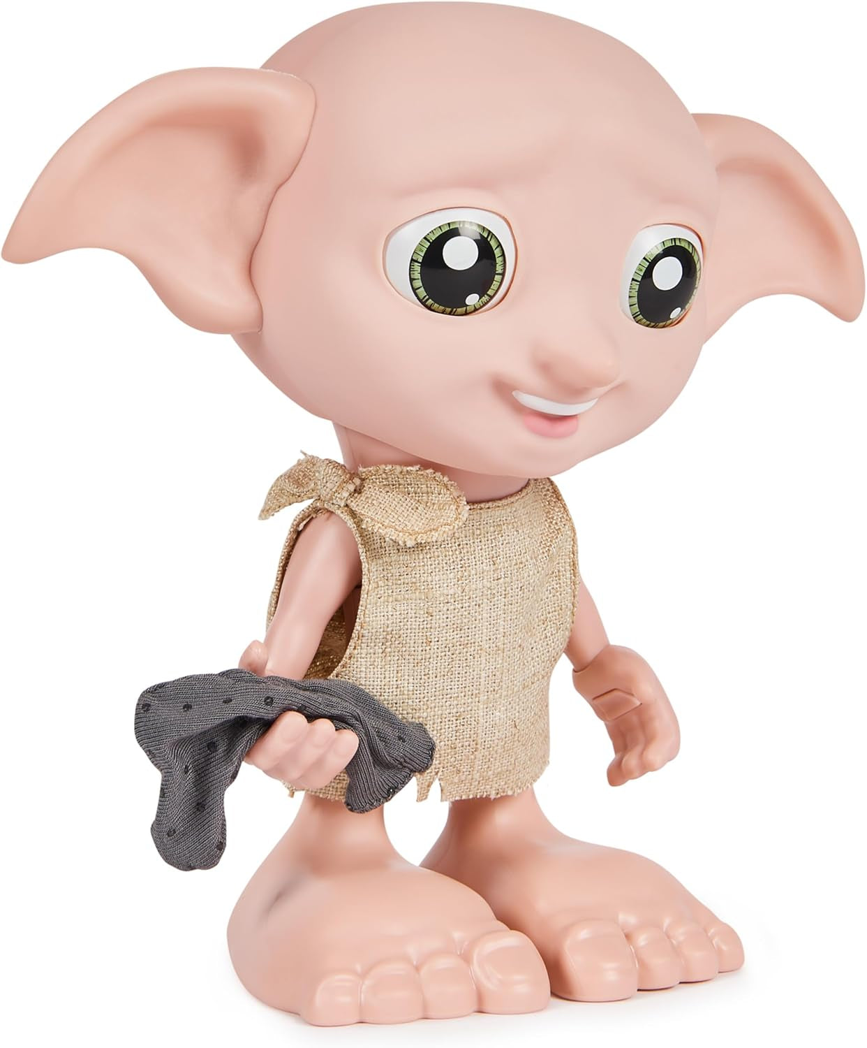 Spin Master 6067280 Wizarding World Harry Potter Magical Interactive Dobby Elf Sock Doll, 30+ ljud och fraser, 21,6 cm, barnleksak, svart