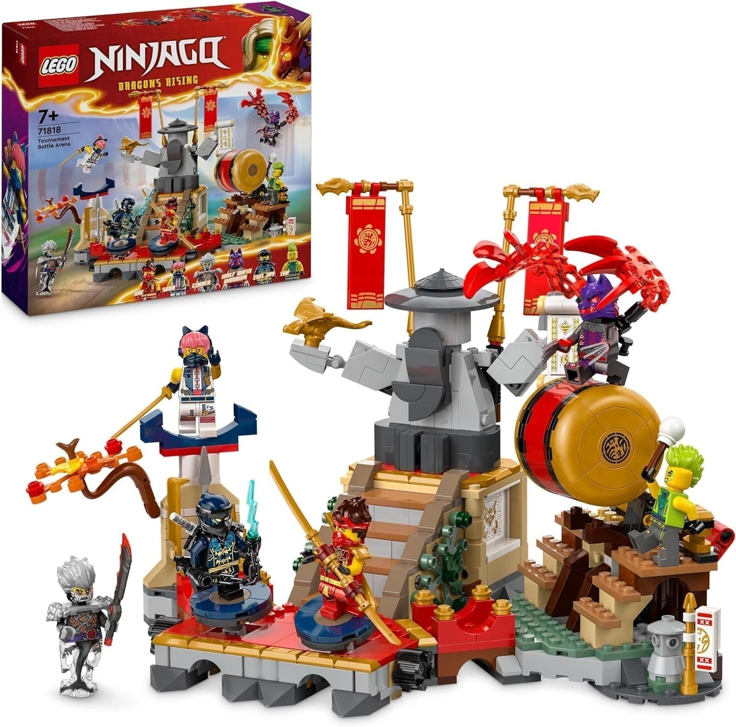 LEGO NINJAGO Tournament Arena Äventyrsleksak för barn 6 minifigurer Ninja Playset Collection Byggset Födelsedagspresent för 7 år gamla pojkar och flickor 71818 Byggset Besuche den LEGO-Store Standardtitel