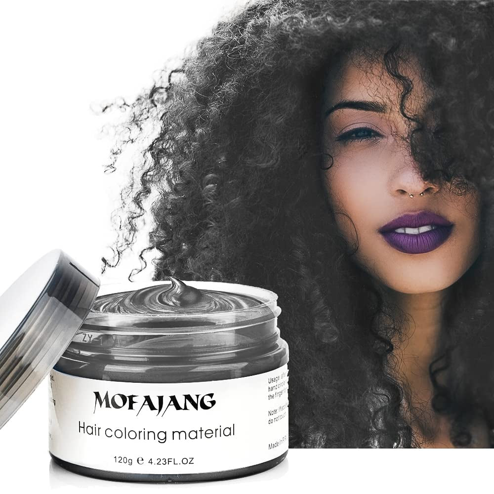 Tillfällig hårfärg, styling av hårfärger för män kvinnor, naturlig hårpomada, hårfärgsvax för fest, cosplay och halloween, 4,23 oz (silvergrå) Naty Shop hårfärg 3 svart