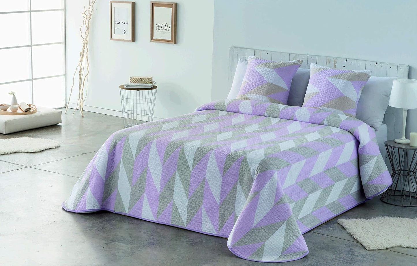VIALMAN Sofia 30 Bouti Lätt täcke för dubbelsäng | täcke storlek 250 X 270 cm, grå Täcken och täcken Naty Shop Rosa 135X190 Cm