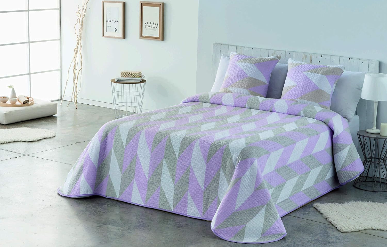 VIALMAN Sofia 30 Bouti Lätt täcke för dubbelsäng | täcke storlek 250 X 270 cm, grå Täcken och täcken Naty Shop Rosa 135X190 Cm