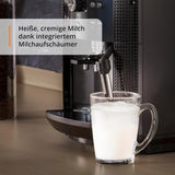 KRUPS Arabica Picto automatisk espressomaskin, kompakt design, lätt att använda, intuitivt justerbar vridreglage, mjölkskummare, 2-koppsfunktion, espressomaskin, svart, EA810870