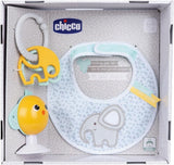 Chicco måltidspresentset Dou Dou, haklappset, barnstolsleksak med sugkopp i form av en söt kyckling, med två färgglada skallror, lätt att fånga från 6 månader Baby Toys Naty Shop Standardtitel