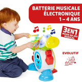 Chicco 00009820100000 Mi första trumset med ljus och ljud, 3 spellägen Musikinstrument med batteri för barn, flerfärgad, stor Jucarii Bebe Naty Shop