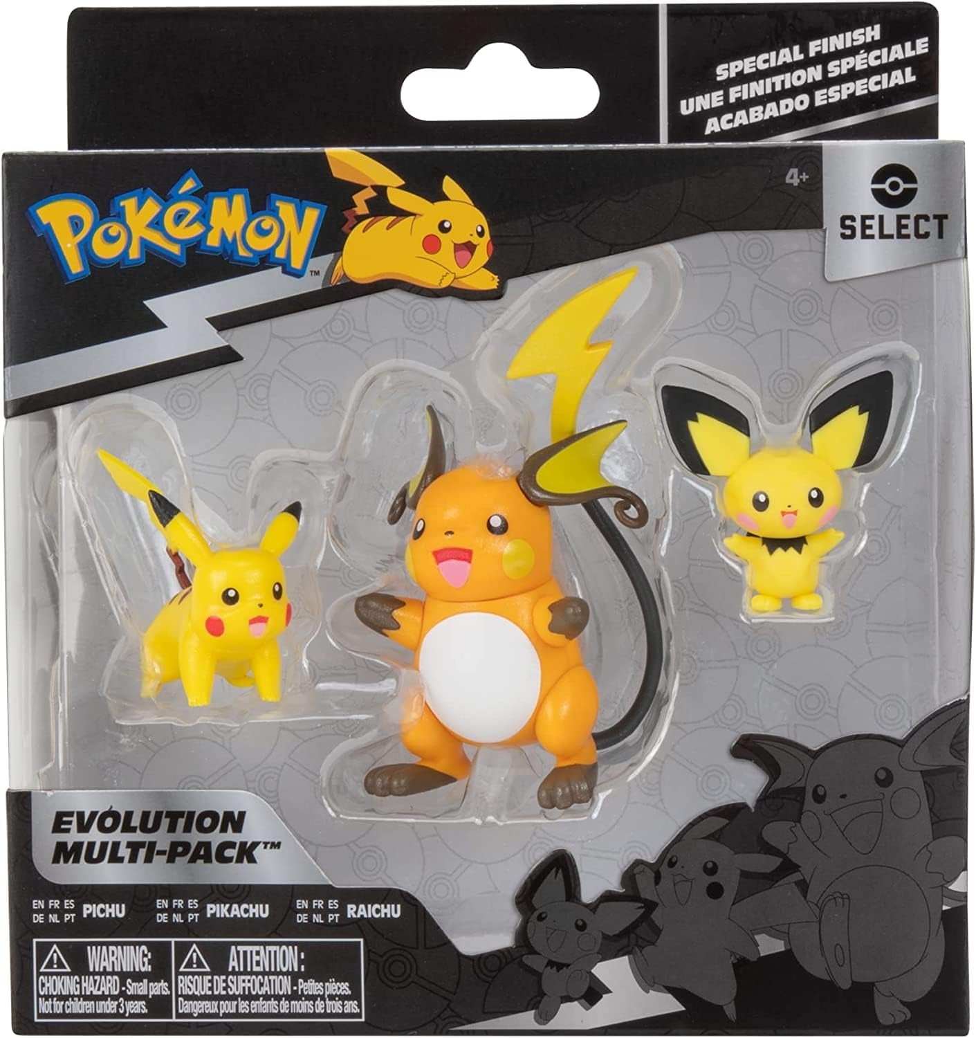 Pokemon PKW2778 Select 3-pack med Pichu och Pikachu och 7,6 cm Raichu Battle Figures Evolution Multipack Style 2 Actionfigurer Naty Shop