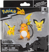 Pokemon PKW2778 Select 3-pack med Pichu och Pikachu och 7,6 cm Raichu Battle Figures Evolution Multipack Style 2 Actionfigurer Naty Shop