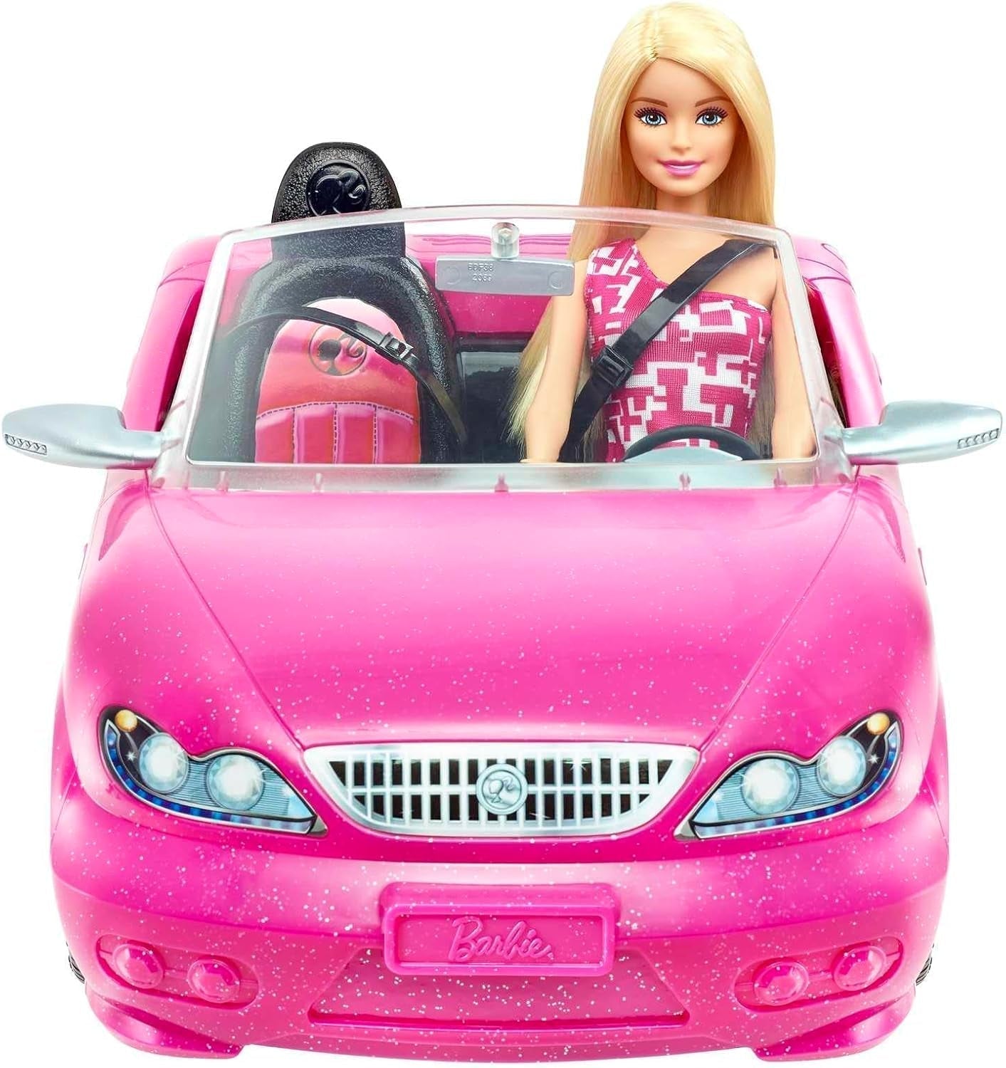 Barbie docka och rosa glitter cabriolet, realistisk däcklogotyp, 3 år gammal leksak, DJR55 Naty Shop Dolls