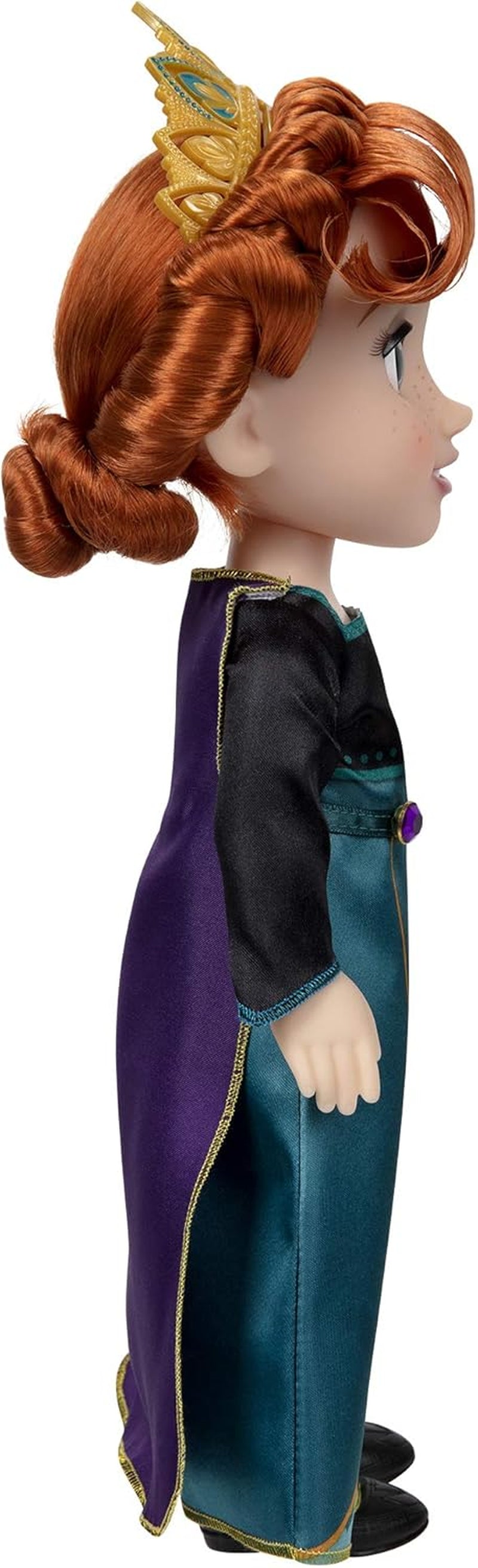 Disney Frozen 2 Anna Doll - en 35 cm hög poserbar docka i en ikonisk modeklänning med Arendelle-vapen och ett diadem för extra nöje, för tjejer från 3 år och uppåt