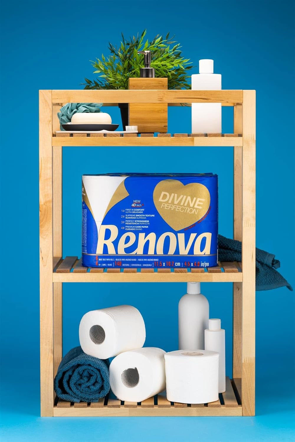 Renova Renova Divine Perfection Toalettpapper, 42 rullar, Premium Toalettpapper, 4 Ply, Ultra Mjukt, Extra Styrka, Tjockt, Mjukt och Absorberande, Fsc-certifierat papper, 4400G