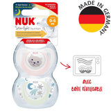 NUK Star Night & Day Baby Napp 0-6 Months Glow in the Dark BPA-fri Silikon Rosa Cat 2 Pack