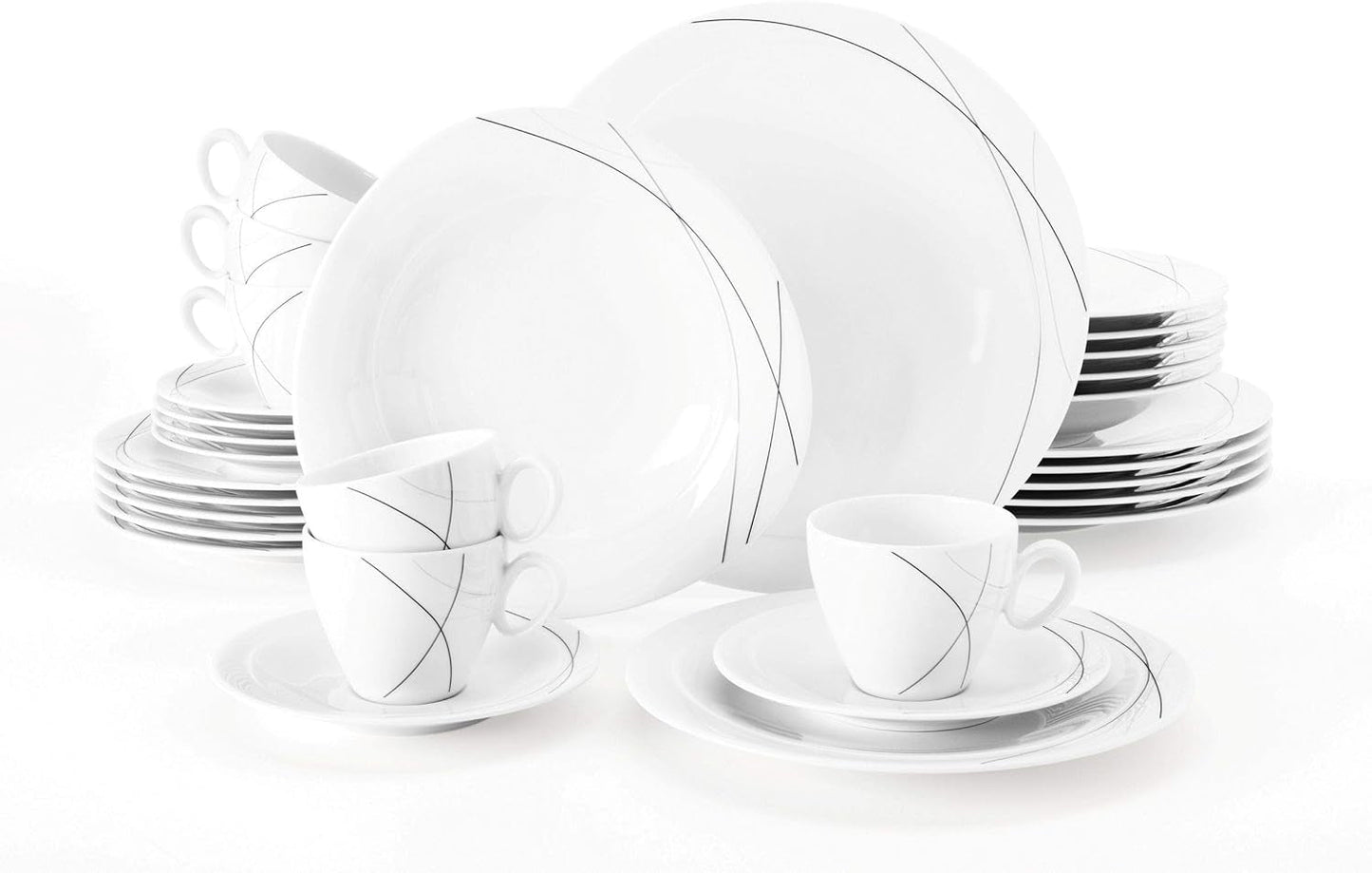 Seltmann Weiden 001.706904 Trio Highline Combination Servis Set, 30 delar, 36,5 x 31,2 x 36,9 cm, Vit