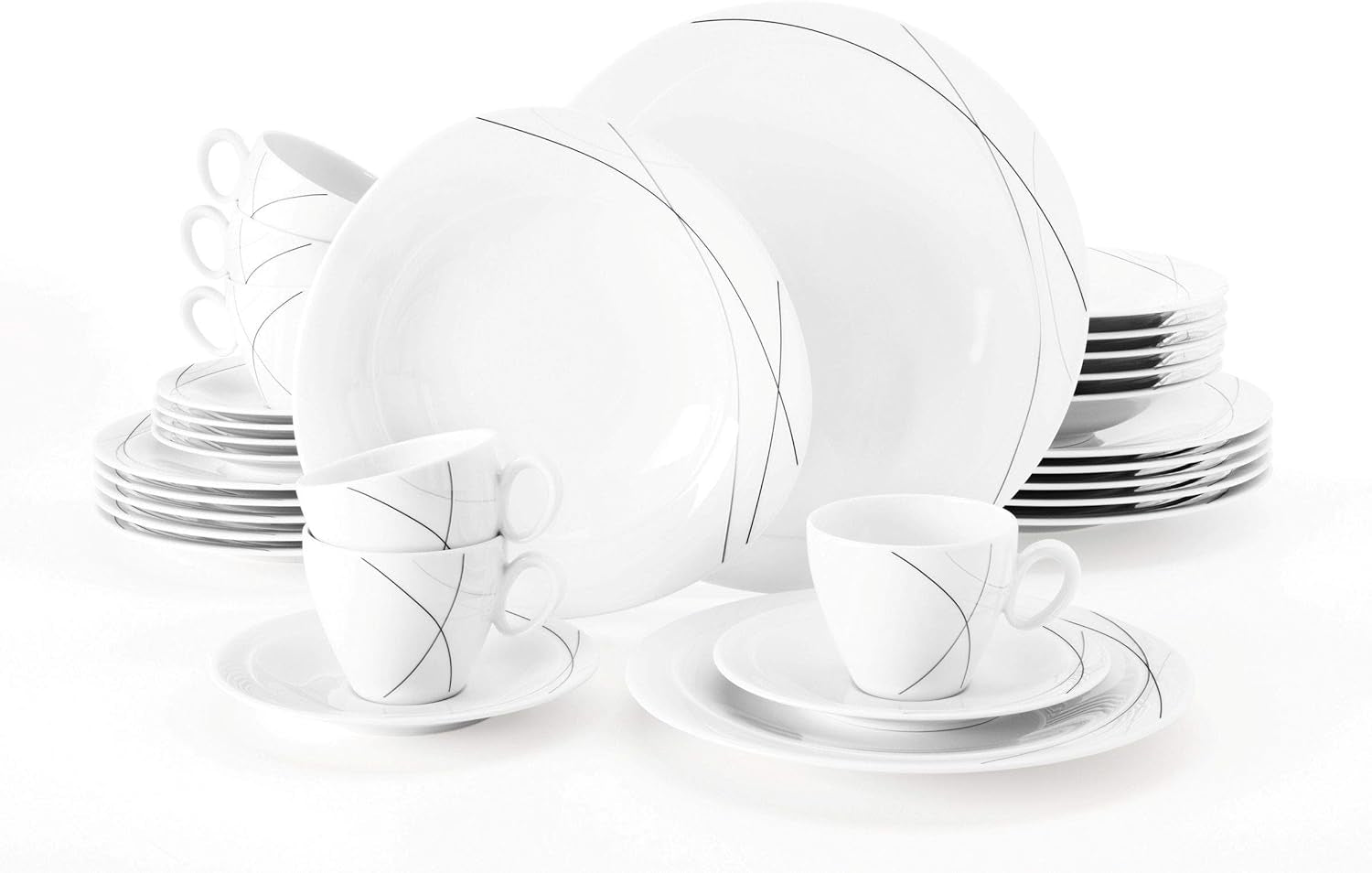 Seltmann Weiden 001.706904 Trio Highline Combination Servis Set, 30 delar, 36,5 x 31,2 x 36,9 cm, Vit