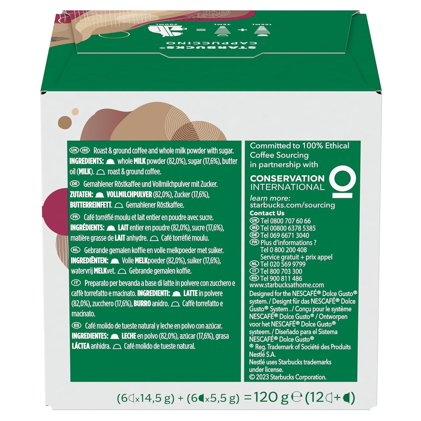 STARBUCKS Cappuccino av Nescafé Dolce Gusto Kaffeekapseln 6 x 12 (72 Kapseln)