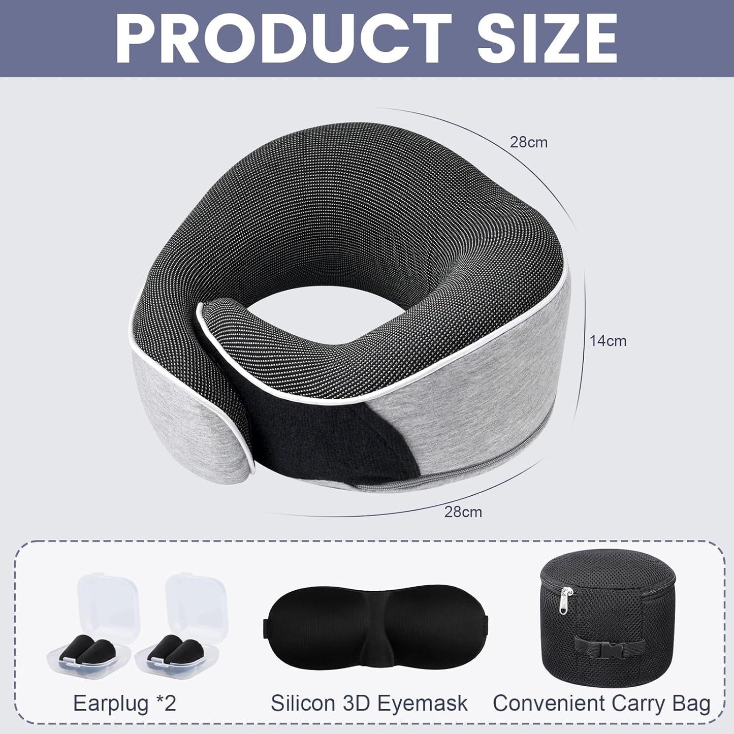 Nackkudde Memory Foam Resekudde Ergonomisk design Memory Foam Nackkudde med ögonmask 2 öronproppar och förvaringsväska Perfekt för att sova på vägen när du reser Naty Shop Cervikala ortopediska kuddar