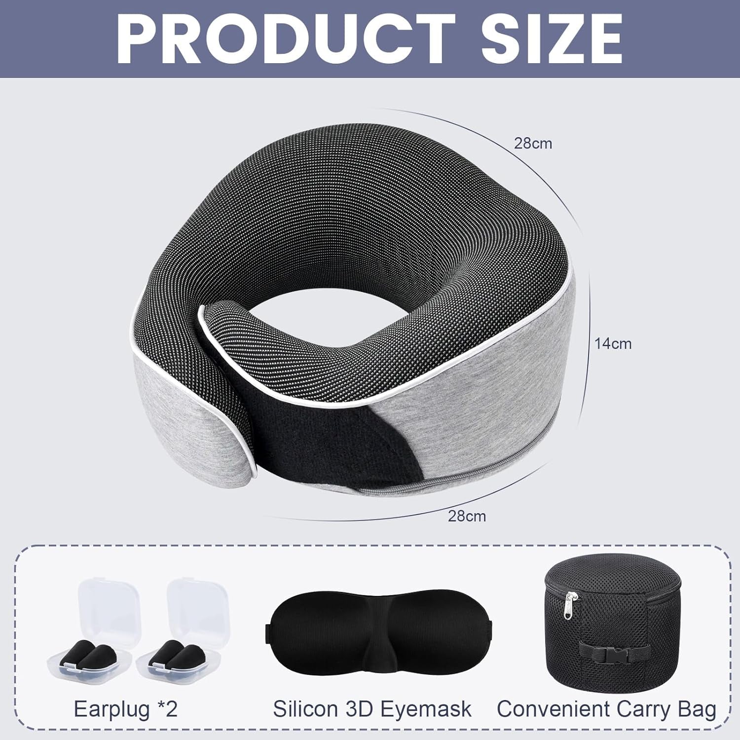 Nackkudde Memory Foam Resekudde Ergonomisk design Memory Foam Nackkudde med ögonmask 2 öronproppar och förvaringsväska Perfekt för att sova på vägen när du reser Naty Shop Cervikala ortopediska kuddar