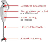 ESGE Zauberstab P 200 Profi, Stabmixer Weiß Inkl. Zubehör, Bis Zu 17 000 U/Min, 90860, Weiß/Grau Kitchen Naty Shop