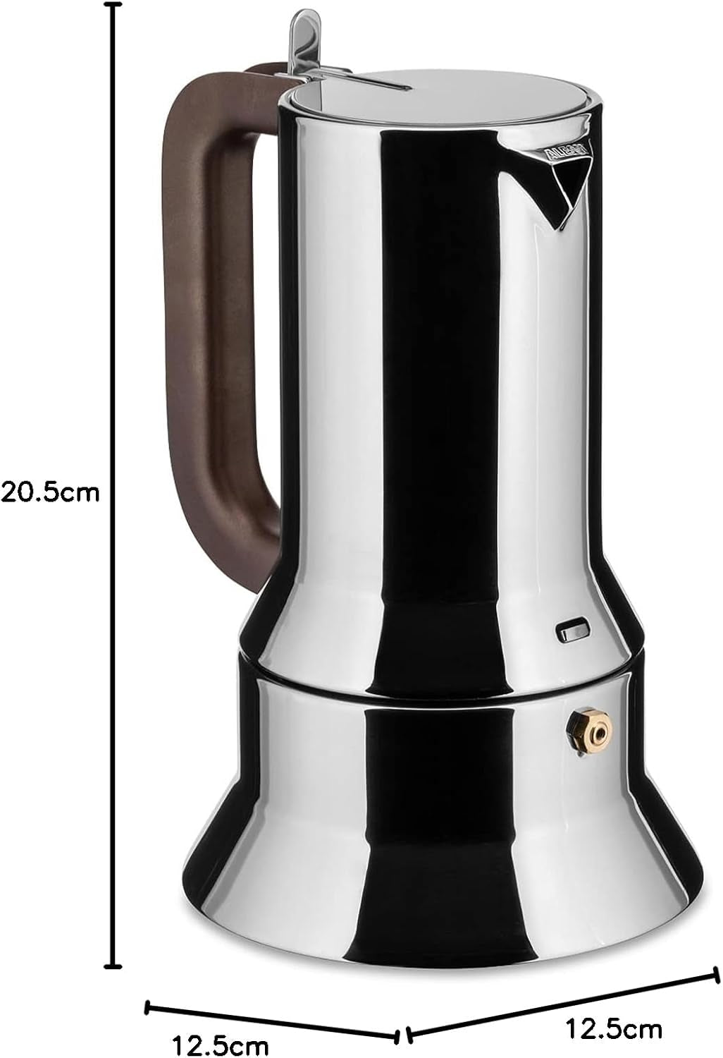 Alessi 9090/6 Espresso med 6 koppar för induktion, rostfritt stål, silver, 15,5 x 13,5 x 27 cm