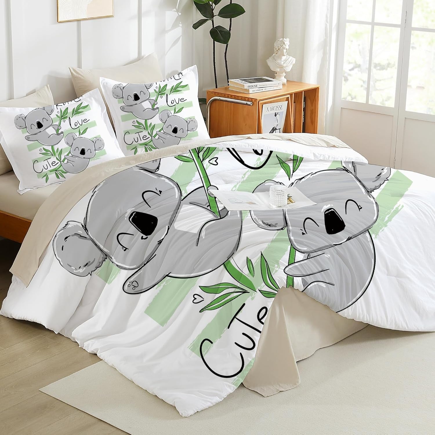 Sängkläder för barn, olika storlekar och olika animerade karaktärer Sängkläder - barn Naty Shop Koalas 135X200Cm+80X80Cm
