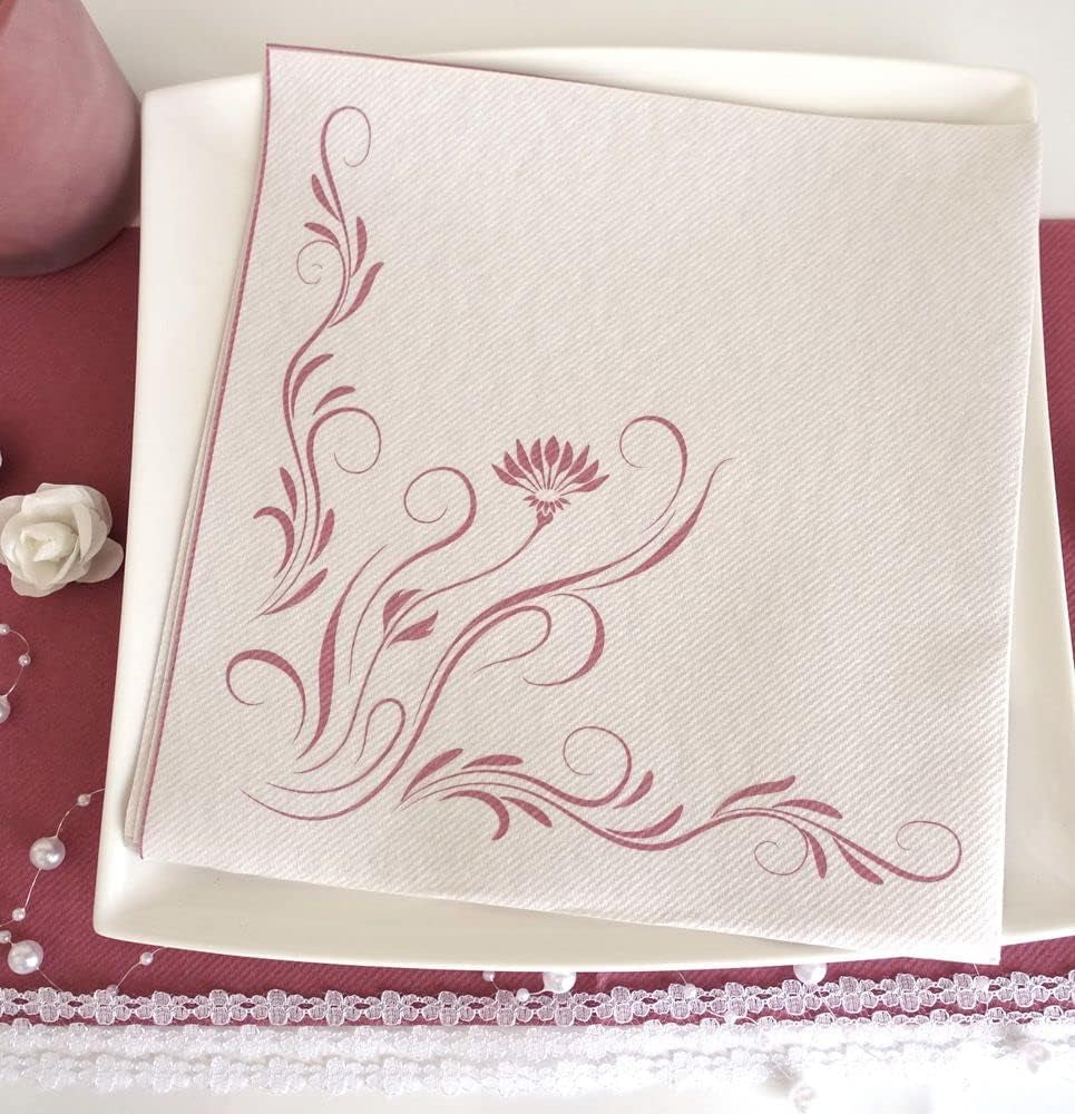 Appartina Elegantia 40X40 Cm Tygliknande luftlagda servetter, högkvalitativ bröllopsservett, tygliknande bröllopsservetter Engångsservetter för olika tillfällen (Dusky Pink)