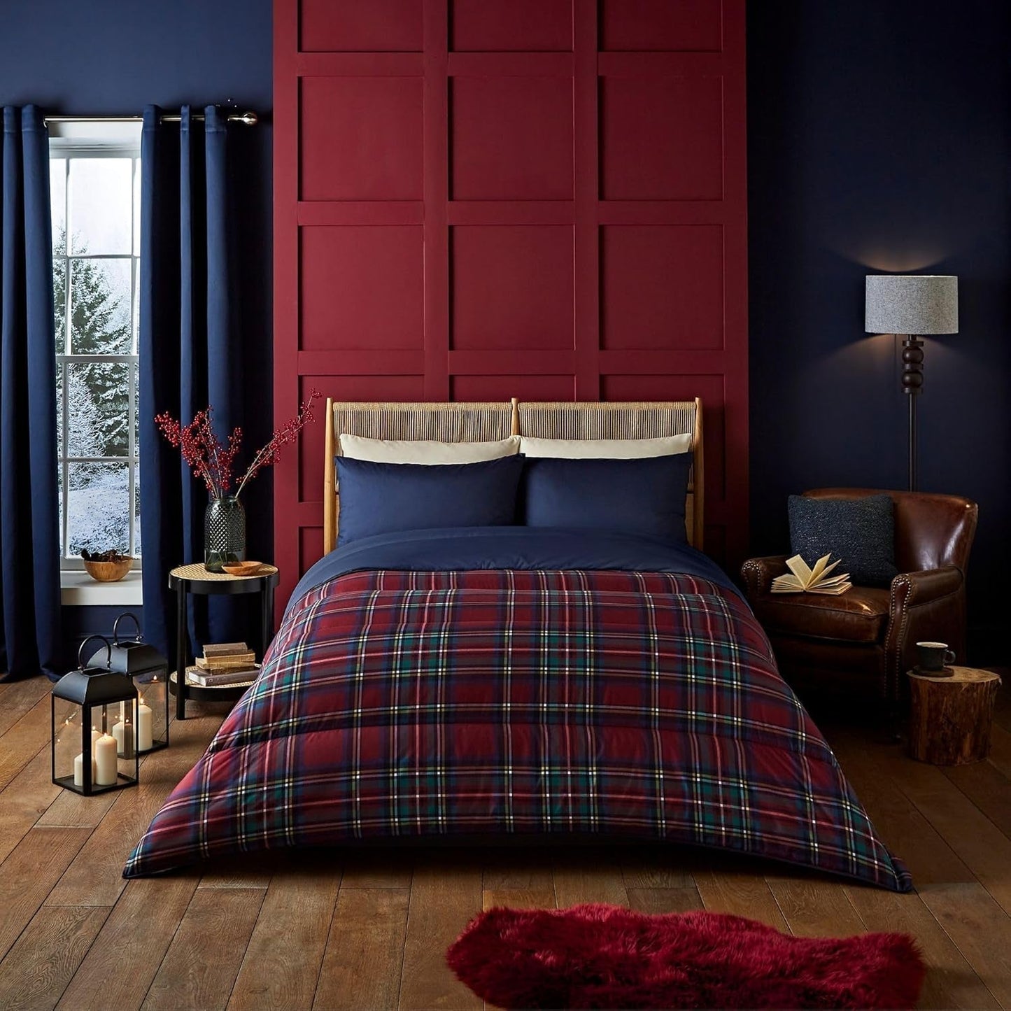 Night Lark Täcken och örngott Set 10,5 Tog Enkel Klassisk Röd Tartan Lyx Sängkläder Allergivänligt Maskintvättbar Naty Shop Klassisk Röd Tartan Täcken och täcken Enkelsäng