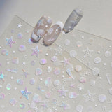 JMEOWIO 3D Nagelsticker Aurora Muschel Seestern Nail Art Sticker Selbstklebend Nagelaufkleber 5D Stereoskopisk Ozean Thema Dekoration Nageldesign Zubehör 1 Blatt