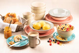 MÄSER 931495 Bel Tempo II servisset för 6 med modern vintagelook, 12-delad bordsservering, handmålad, rosa, stengods