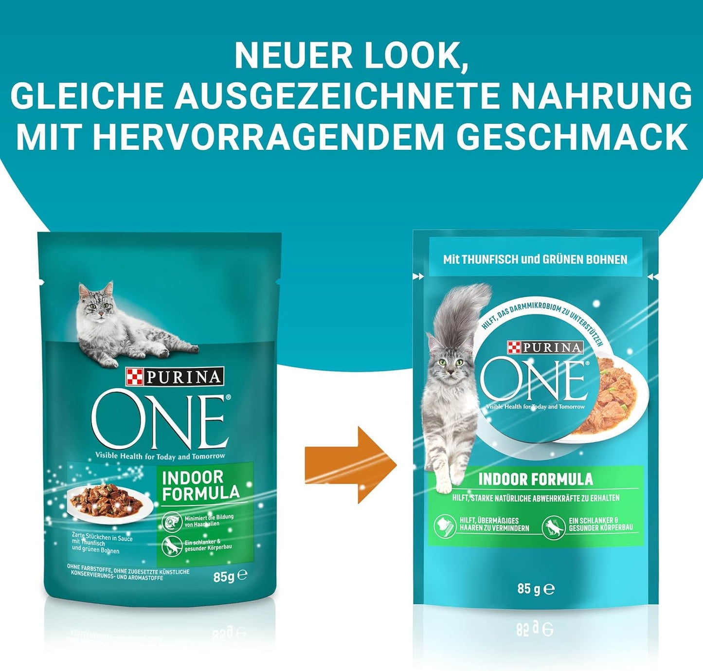 PURINA ONE Indoor Formula Wet Cat Food, ömma bitar i sås för hemmagjorda katter med tonfisk, förpackning om 26 (26 x 85 g)