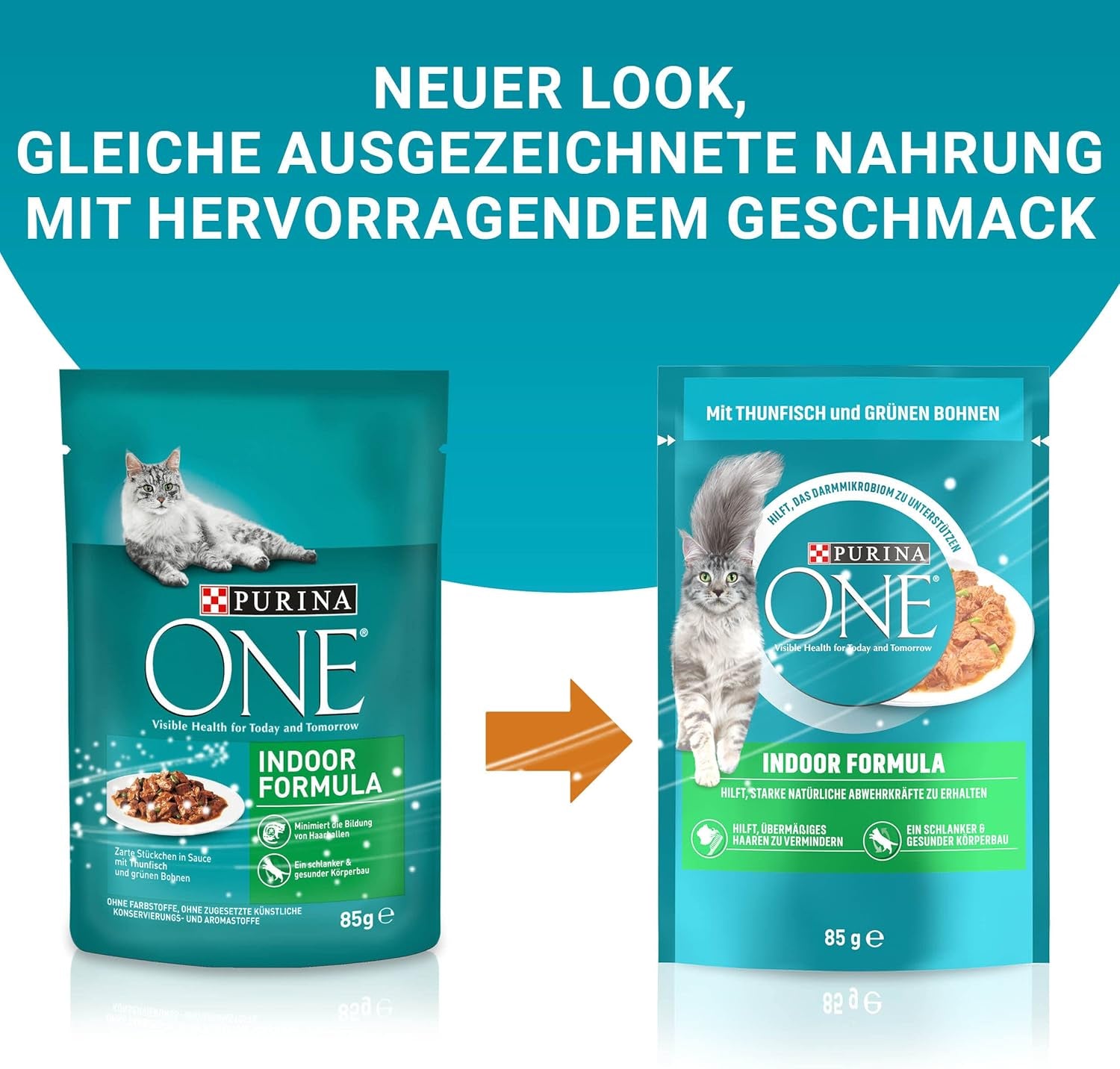 PURINA ONE Indoor Formula Wet Cat Food, ömma bitar i sås för hemmagjorda katter med tonfisk, förpackning om 26 (26 x 85 g)